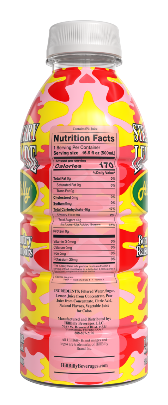 HillBilly Strawberry Lemonade Nutritional Panel